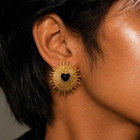 Lit Within Black Agate Stud Earrings