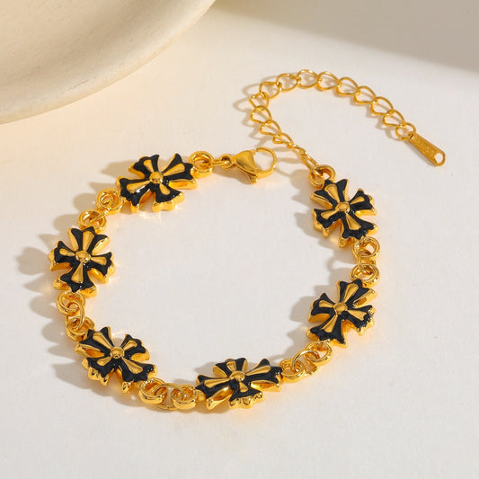 One More Time Gold Cross Charm Bracelet