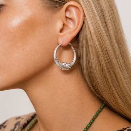 Fly Me To The Moon Face Hoop Earrings