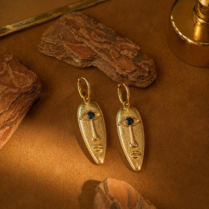 Still Processing Gold Drop Face Earrings