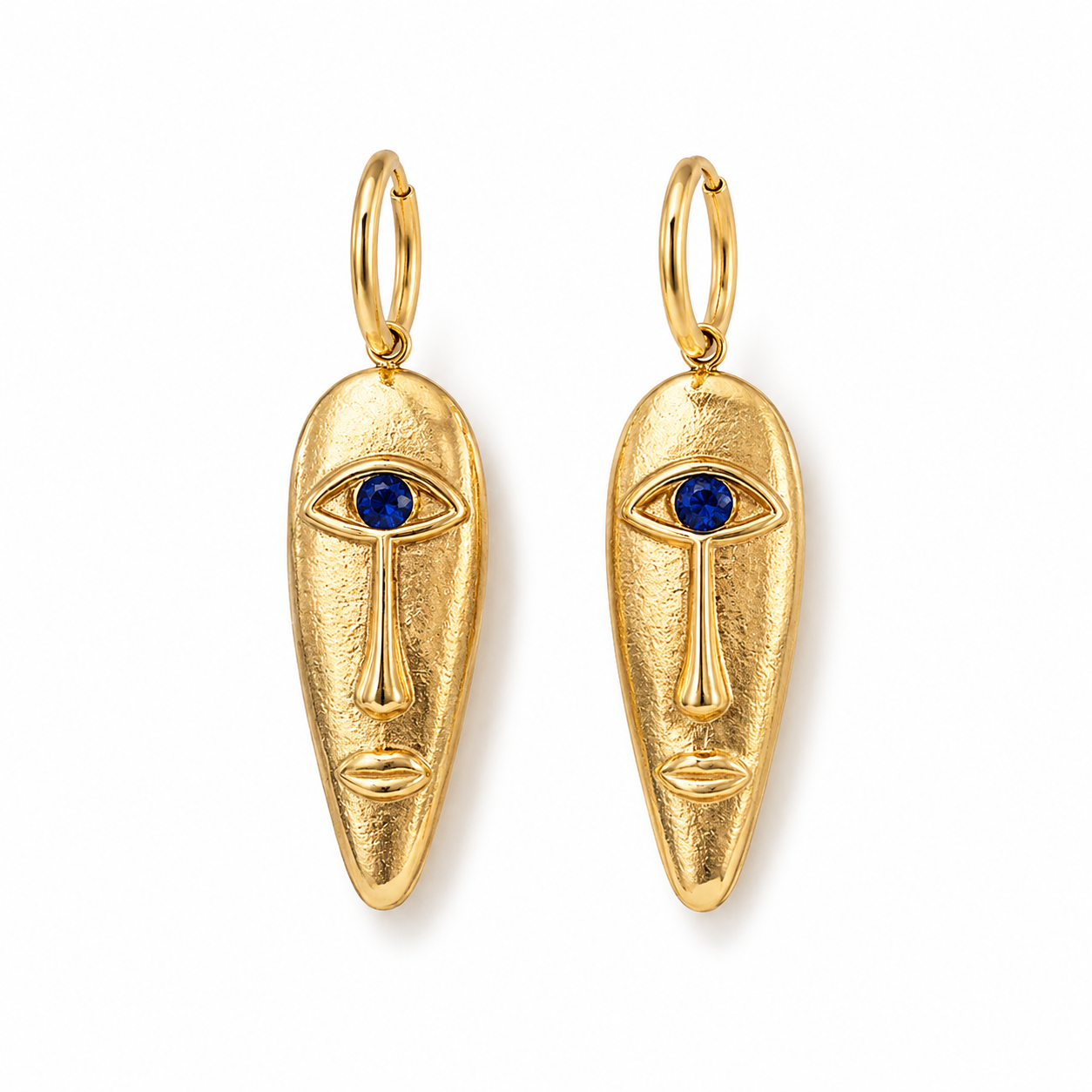 Still Processing Gold Drop Face Earrings
