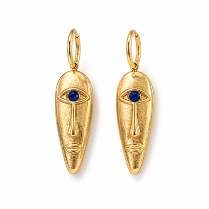 Still Processing Gold Drop Face Earrings