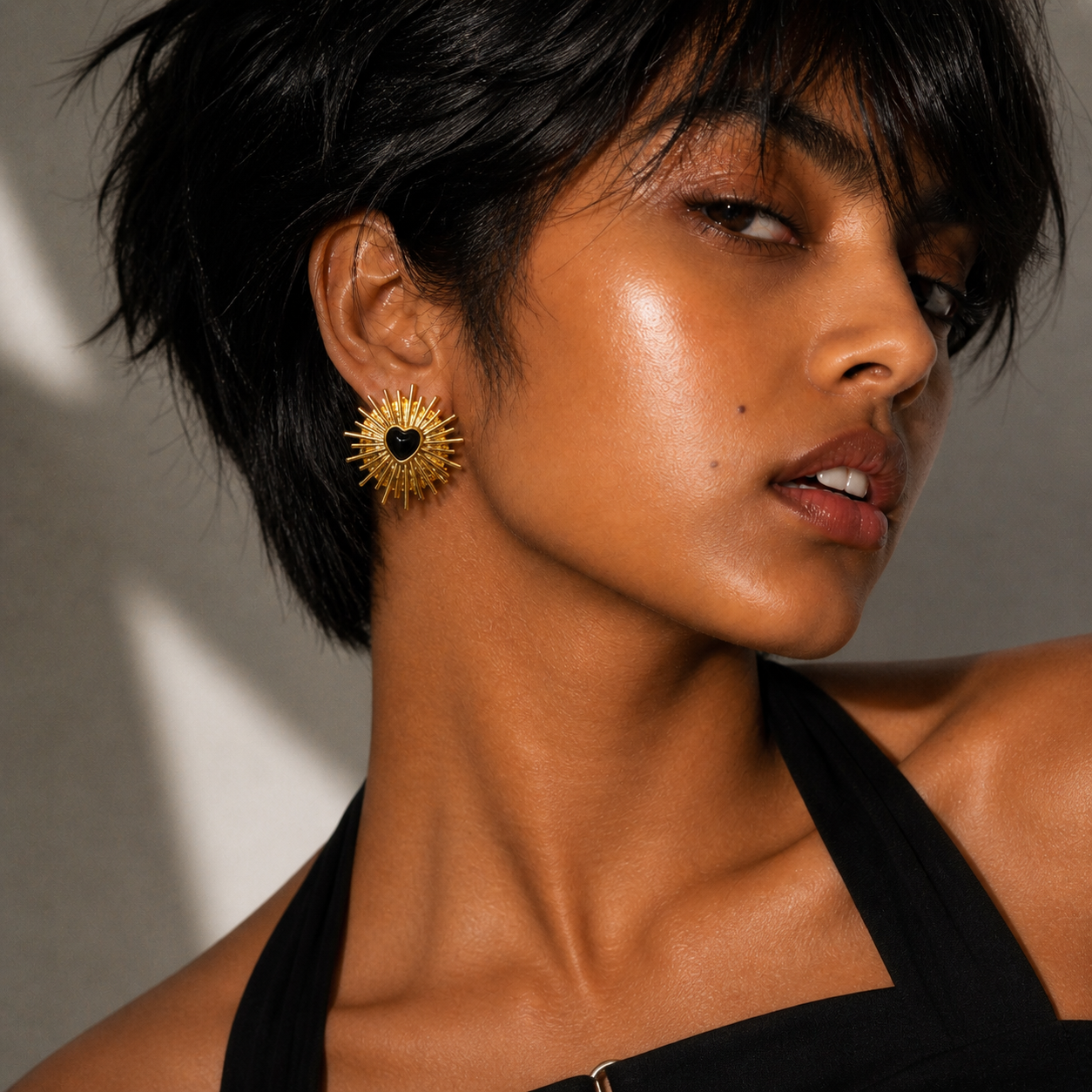 Lit Within Black Agate Stud Earrings
