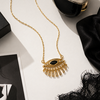 Know Your Place Gold Evil Eye Pendant Necklace