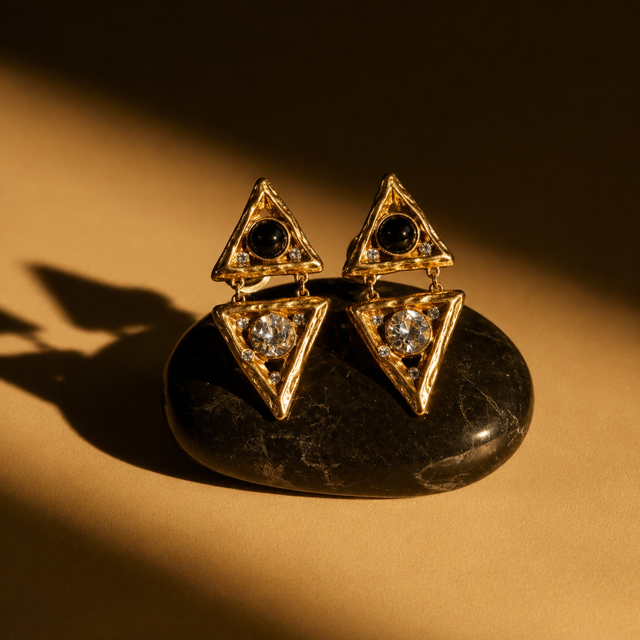 Shadow Form Black Agate Drop Earrings
