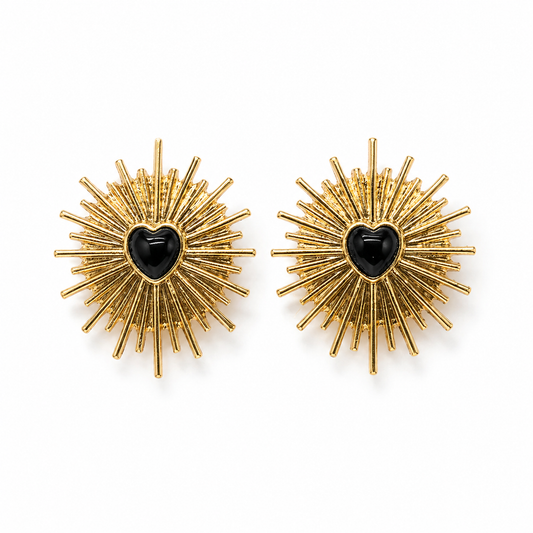 Lit Within Black Agate Stud Earrings