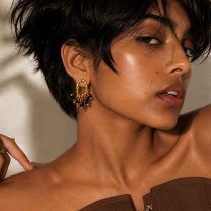 After Glow Tiger Eye Bead Stud Earrings