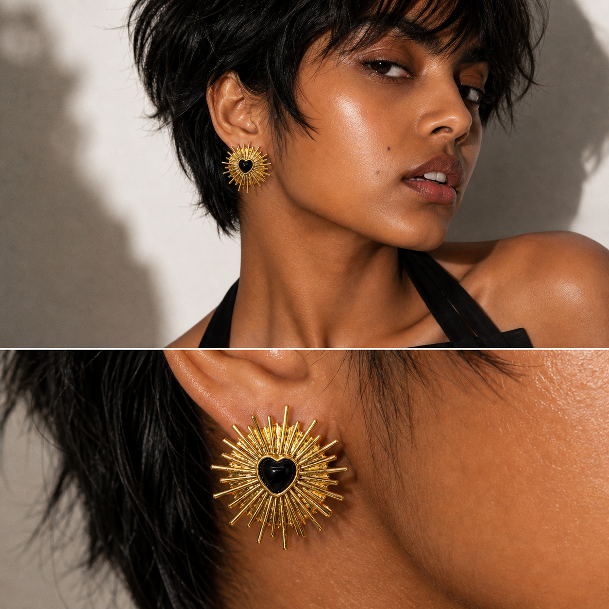 Lit Within Black Agate Stud Earrings