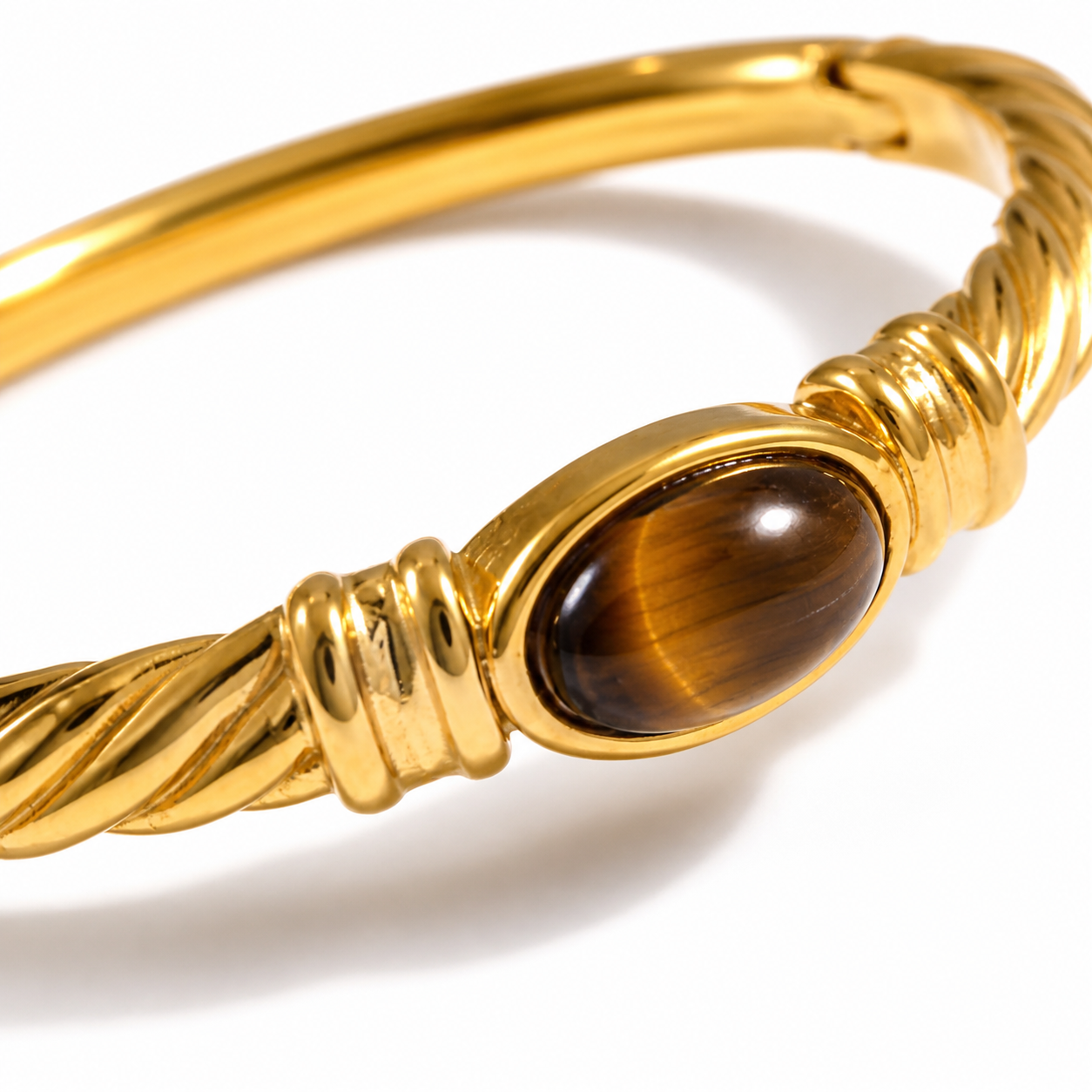 Easy Now Tiger Eye Gold Bangle Bracelet