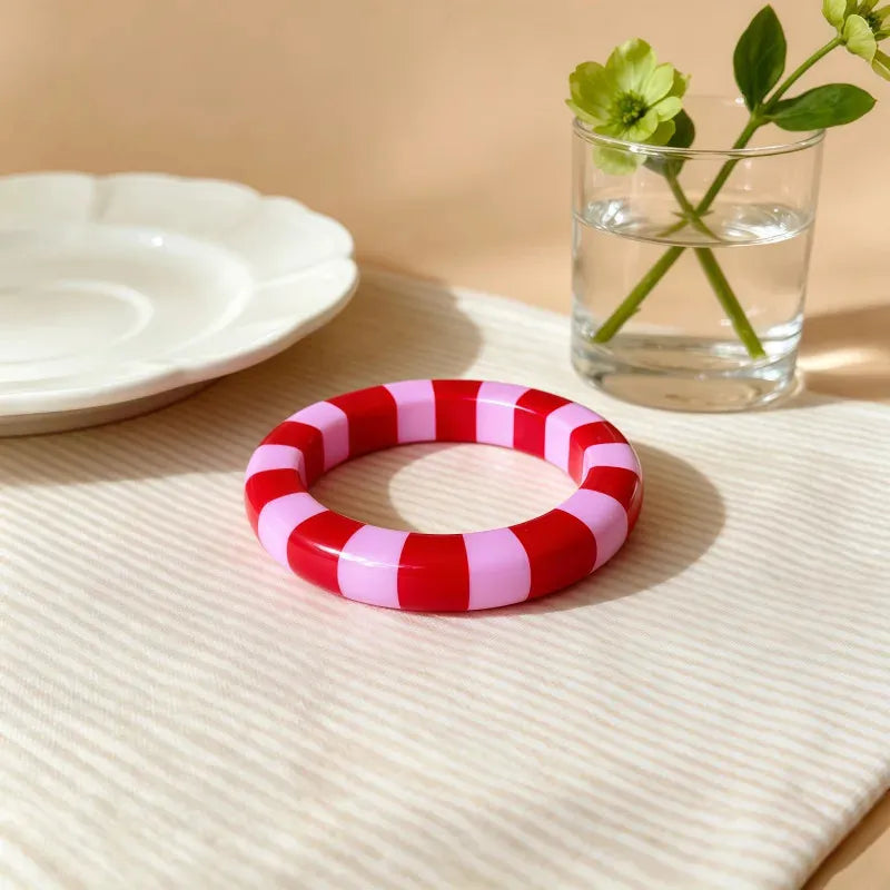 Whimsy Multicolor Striped Bangle Stack