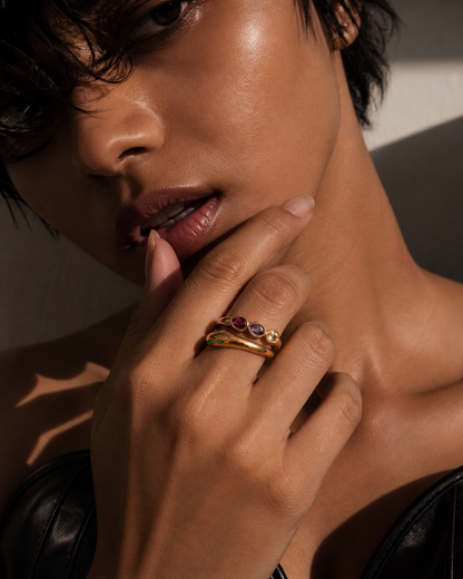 Color Theory Multicolour Stone Snake Gold Ring