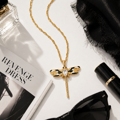 Grace Gold Dragonfly Pendant Necklace