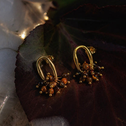 After Glow Tiger Eye Bead Stud Earrings