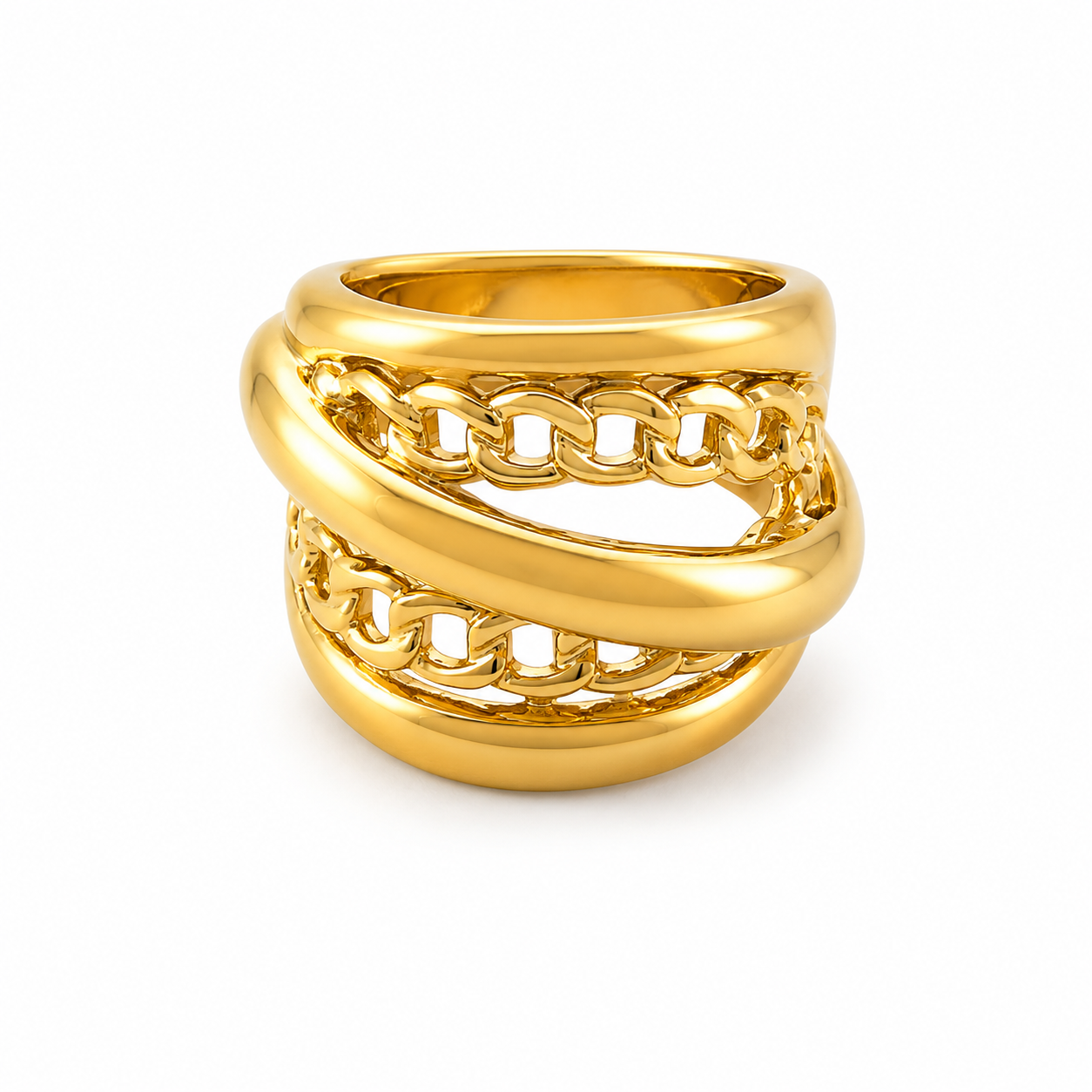 Soft Armour Chunky Layered Gold Ring