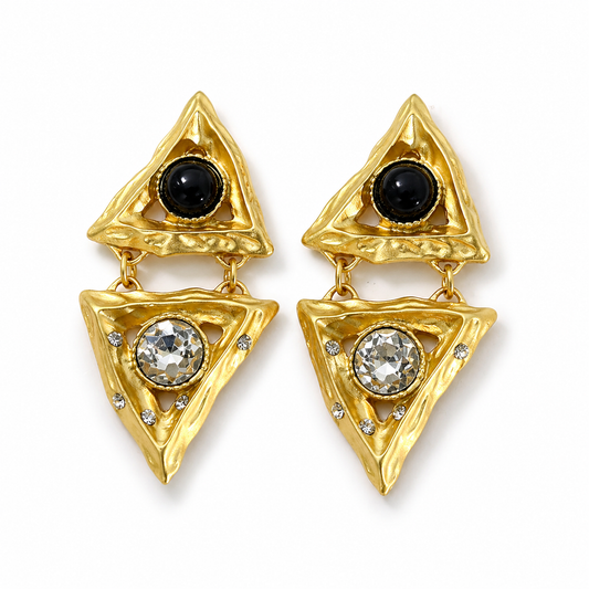 Shadow Form Black Agate Drop Earrings