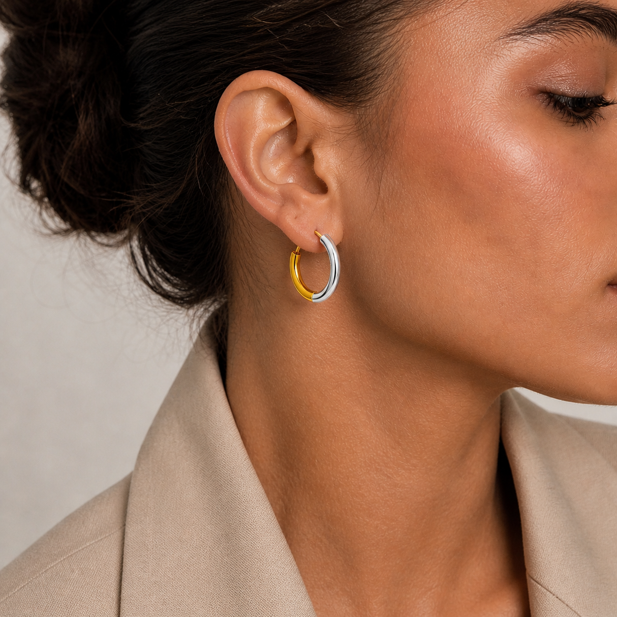 Two Toned Reversible Hoops