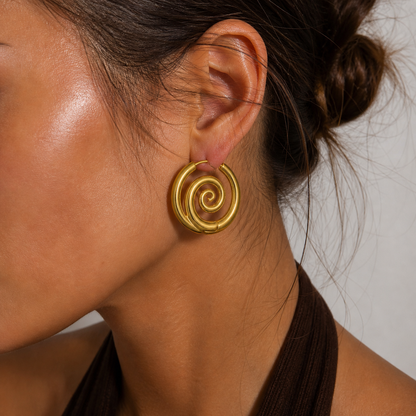 I'm Spiralling Gold Hoop Earrings
