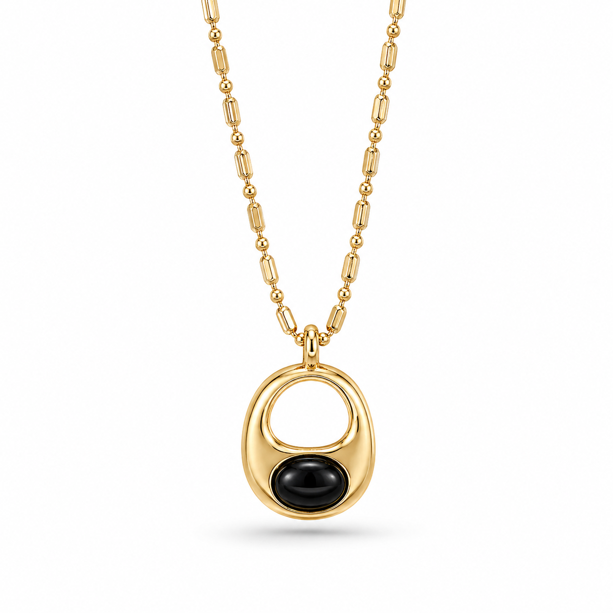 Comfort Zone Black Agate Gold Pendant Necklace