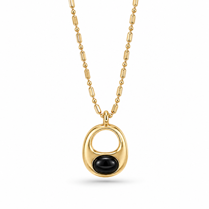 Comfort Zone Black Agate Gold Pendant Necklace