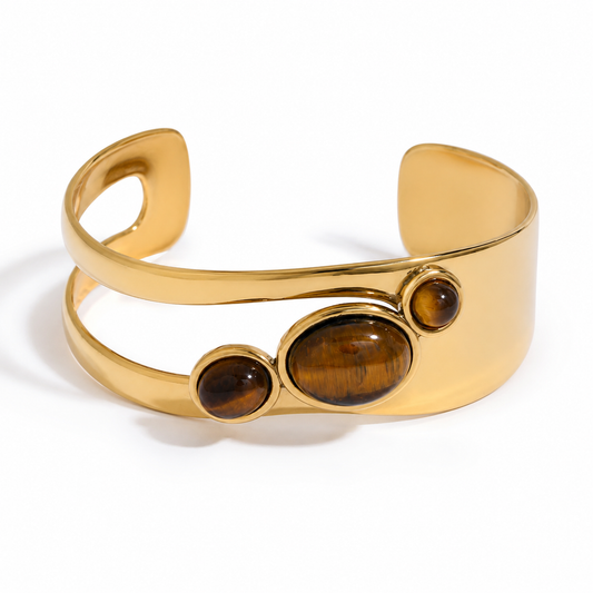 Pull It Together Tiger Eye Gold Cuff Bracelet