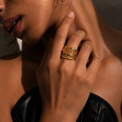 Soft Armour Chunky Layered Gold Ring