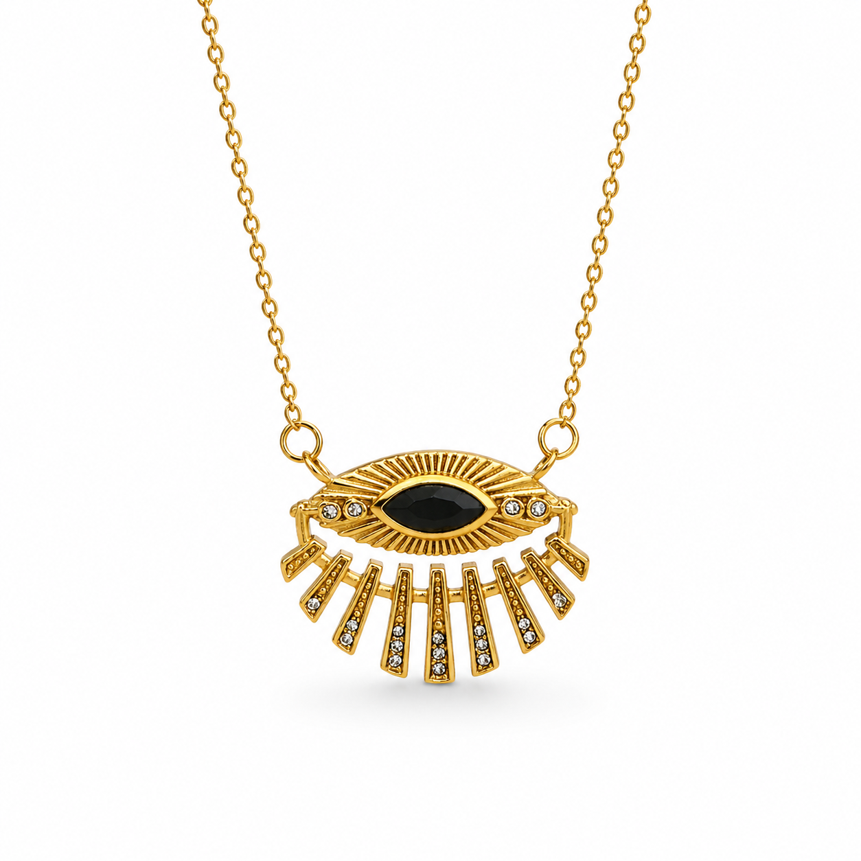 Know Your Place Gold Evil Eye Pendant Necklace