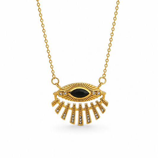 Know Your Place Gold Evil Eye Pendant Necklace