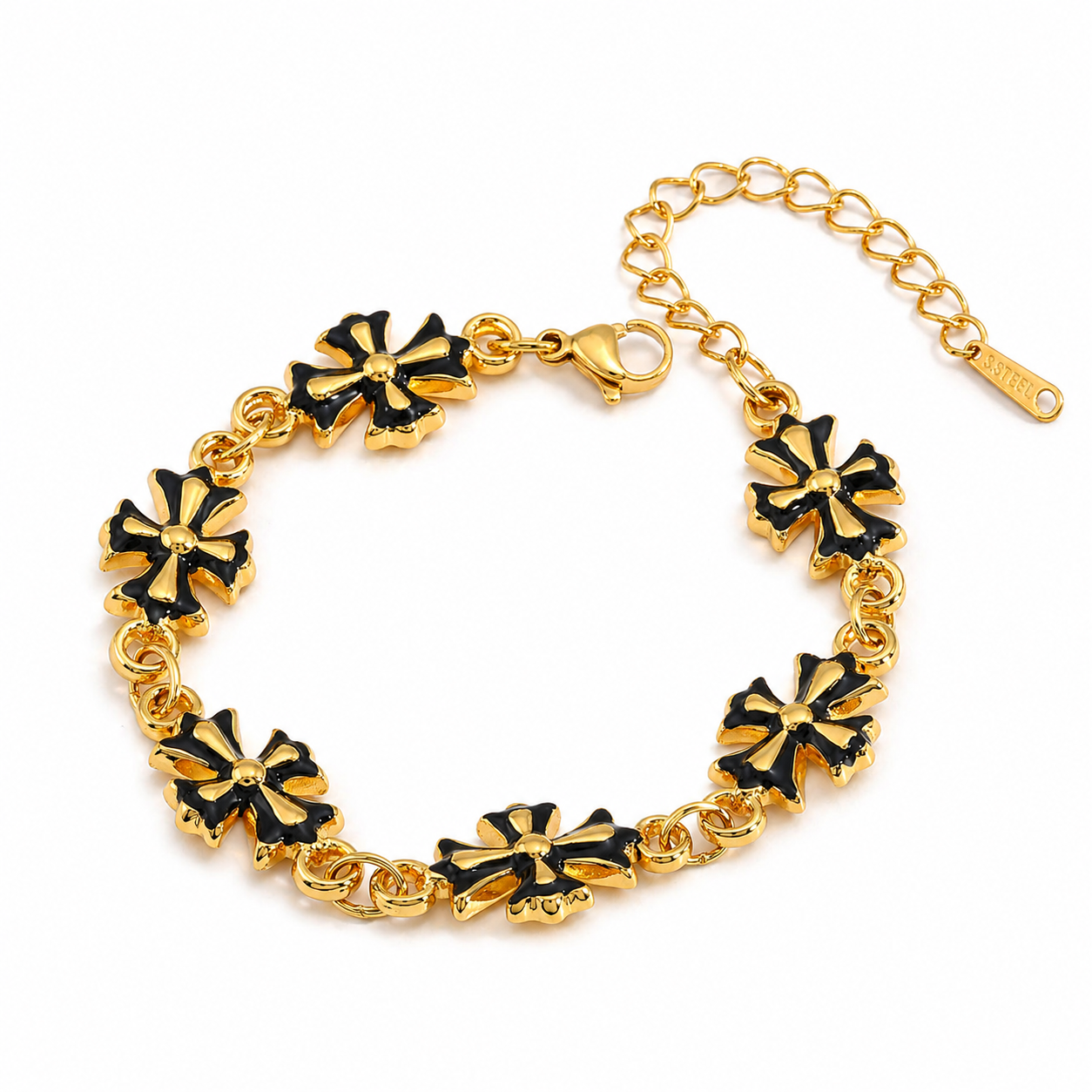 One More Time Gold Cross Charm Bracelet