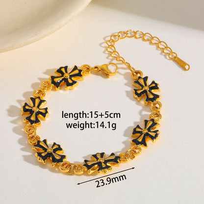 One More Time Gold Cross Charm Bracelet