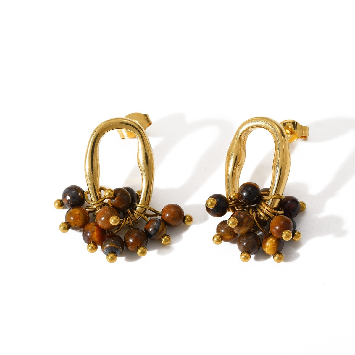 After Glow Tiger Eye Bead Stud Earrings