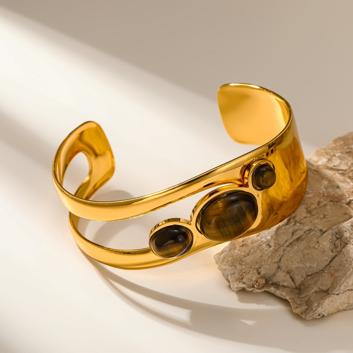 Pull It Together Tiger Eye Gold Cuff Bracelet