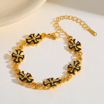 One More Time Gold Cross Charm Bracelet