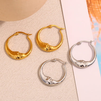 Fly Me To The Moon Face Hoop Earrings
