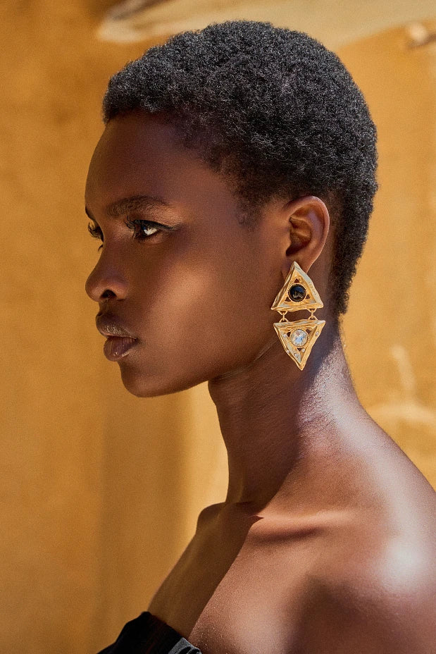 Shadow Form Black Agate Drop Earrings