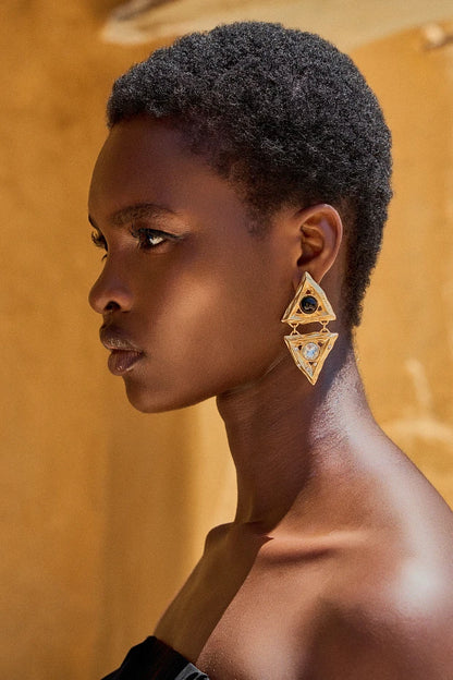 Shadow Form Black Agate Drop Earrings