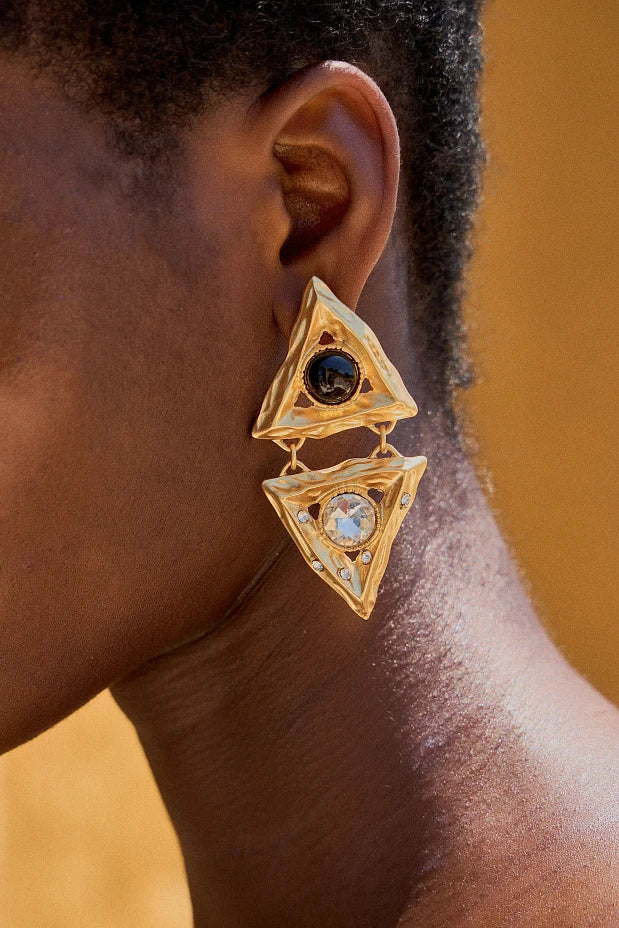 Shadow Form Black Agate Drop Earrings