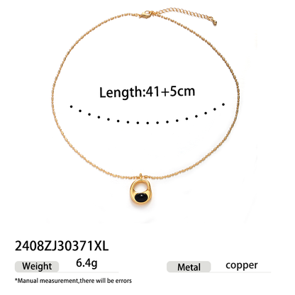Comfort Zone Black Agate Gold Pendant Necklace