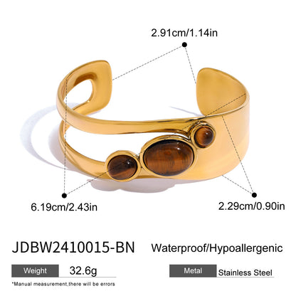 Pull It Together Tiger Eye Gold Cuff Bracelet