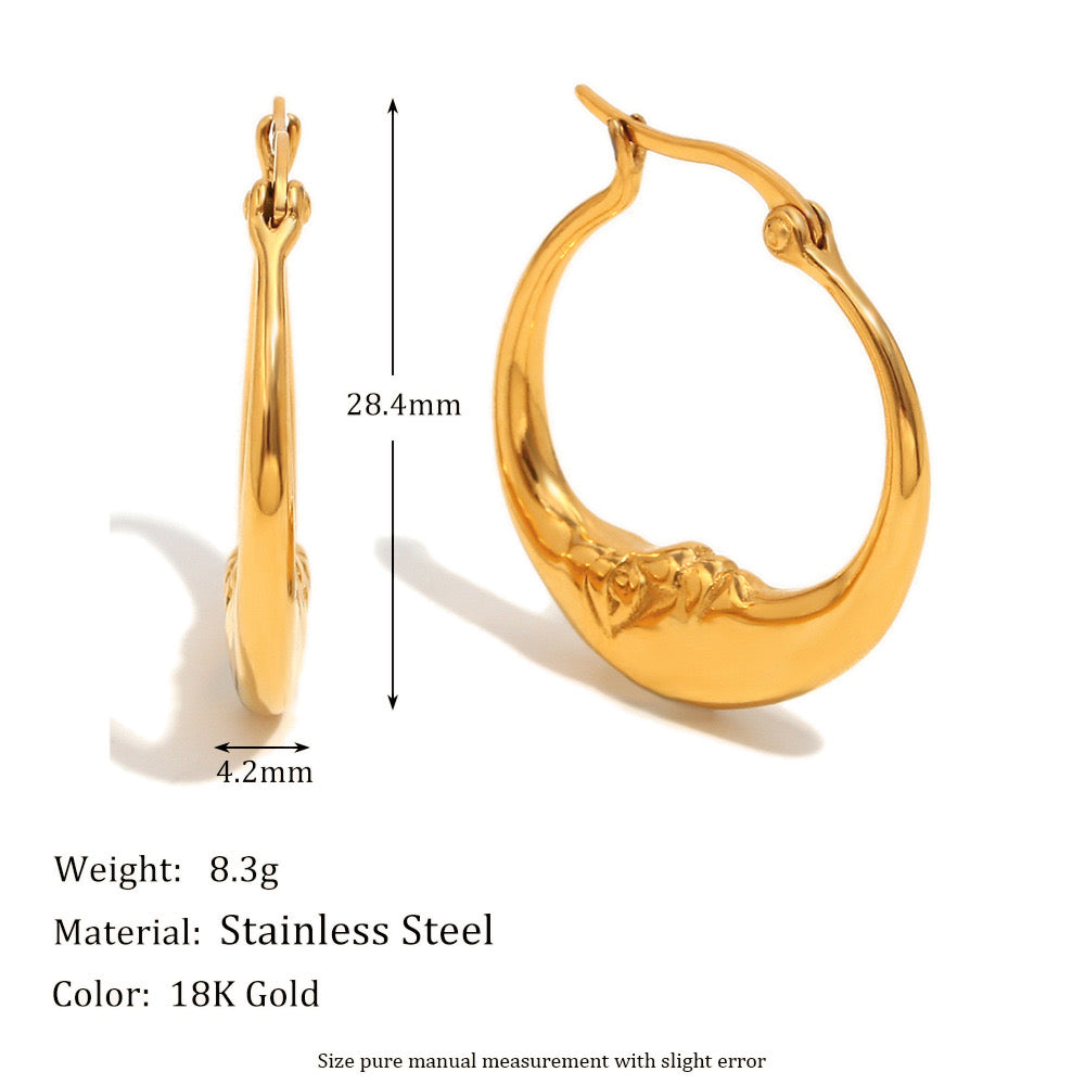 Fly Me To The Moon Face Hoop Earrings