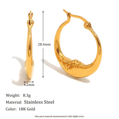Fly Me To The Moon Face Hoop Earrings
