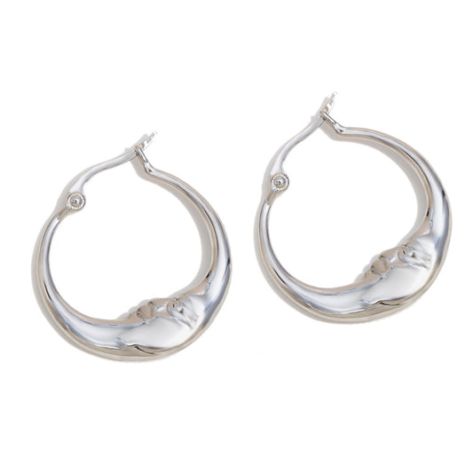 Fly Me To The Moon Face Hoop Earrings
