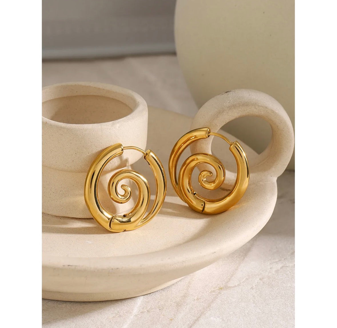 I'm Spiralling Gold Hoop Earrings